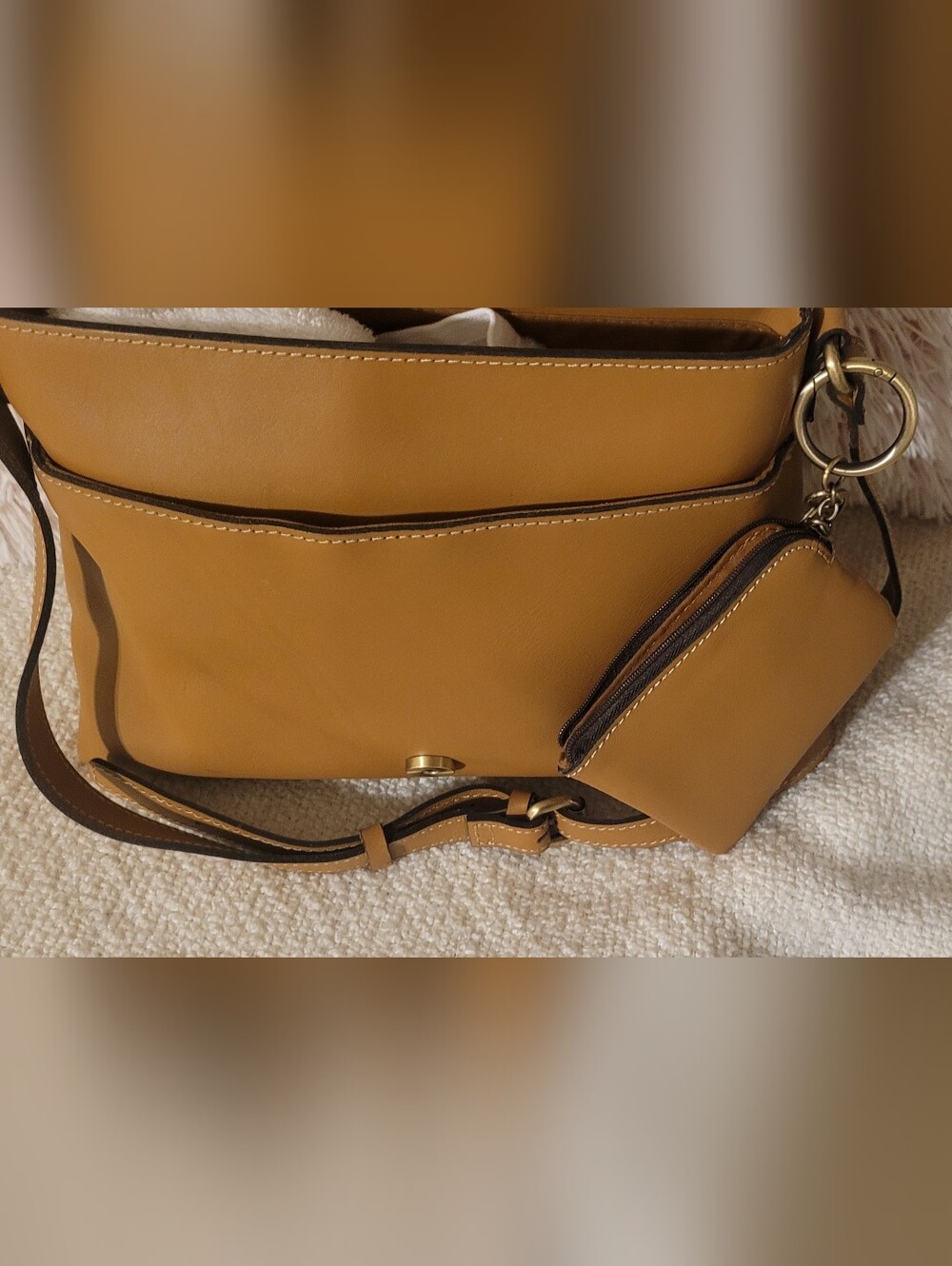 Patricia Nash Caramel Tan Leather Crossbody w Coin Pouch NWOT & Dustbag - Picture 6 of 13